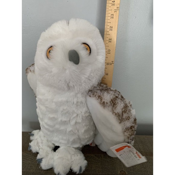 Wild Republic Plush Snowy Owl 11” White Brown Soft Stuffed Animal Toy TAG - Picture 2 of 14